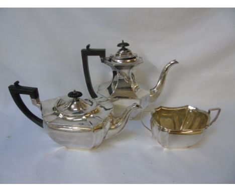 Silver plated tea pot, coffee pot and sugar basin