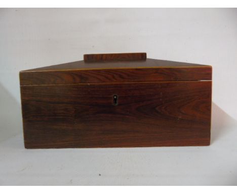 Georgian rosewood tea caddy with later silk lined interior