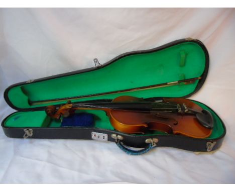 Cased vintage violin and bow