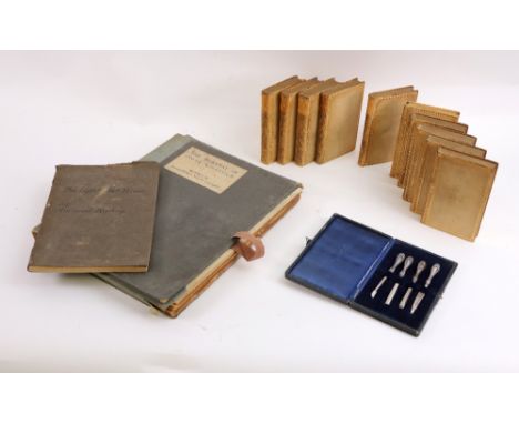 A cased set of 4 silver handled steel manicure tools, Birmingham 1913, Tales by Lord Byron, 10 vols, 1837, full gilt tooled c