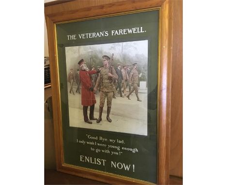 Vintage Recruitment Poster, The Veteran's Farewell' Enlist Now