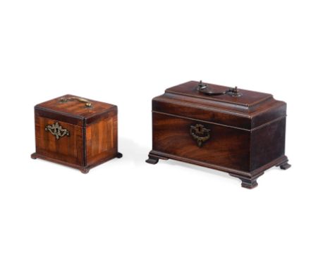 A GEORGE II MAHOGANY TEA CADDY IN THE MANNER OF THOMAS CHIPPENDALE, CIRCA 1760 With triple metal compartment interior16cm hig