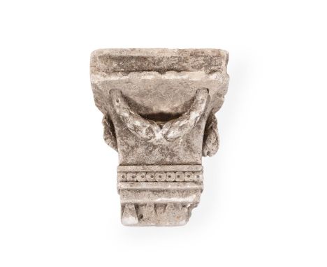 A GEORGE III CARVED LIMESTONE WALL BRACKET SECOND HALF 18TH CENTURY 32cm high, 24cm wide, 19cm deep 