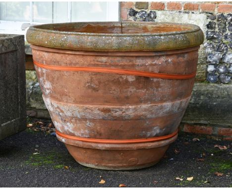 A LARGE TUSCAN TERRACOTTA PLANTER OR GARDEN URNWITH IMPRESSED MARK, FRANCESCO VANNI, IMPRUNETA83cm high, 107cm diameterCondit