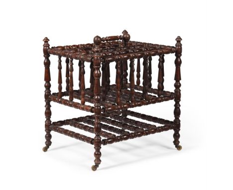 A VICTORIAN BEECH BOBBIN FRAMED CANTERBURYCIRCA 184048cm high, 45cm wide, 36cm deep