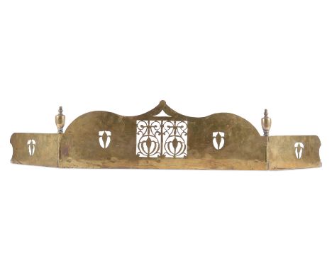 A GEORGE III BRASS FOLDING FIRE SURROUND LATE 18TH CENTURY With hinged sides, decorated with pierced scroll motifs 20.5cm hig