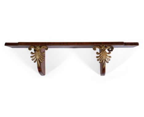 Y A REGENCY AMBOYNA AND TULIPWOOD CROSSBANDED SHELF CIRCA 1820 With anthemion gilt metal mounts10cm high, 36cm wide, 8cm deep