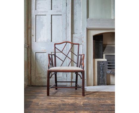 A GEORGE III MAHOGANY 'COCKPEN' OPEN ARMCHAIRIN THE MANNER OF THOMAS CHIPPENDALE, CIRCA 176592cm high, 56.5cm wide, 54cm deep