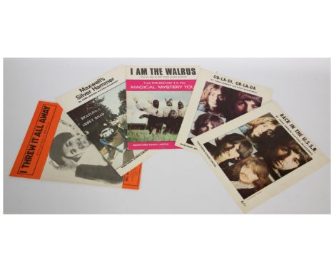 A collection of Rock Singles &amp; Albums Sheet Music to include and artists Bob Dylan, The Beatles, Cream, Buddy Holly; as w