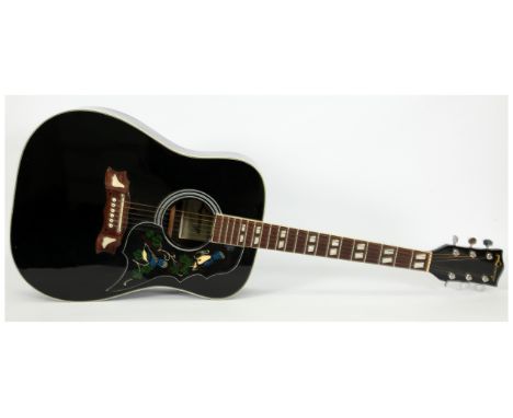 Black Lorenzo Bluebird Acoustic Guitar. Model no 191/A. Circa late 1970's. Made in Korea. With gig bag. Overall condition: Go