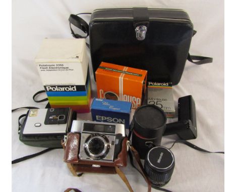 Various camera equipment - Pentax auto focus 35 mm, Miranda lens, Cannon 8mm auto xoom 518 super 8 cine camera, AGFA 35mm Opt