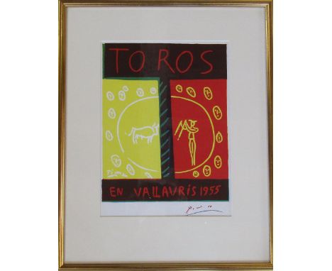 Lithographic poster print by Pablo Picasso advertising the 1955 Vallaurs Exhibition, published in 1957 41 cm x 51 cm (size in