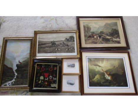 Various prints & tapestry dated 1883