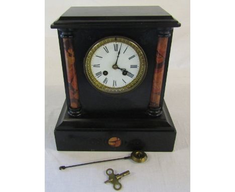Victorian slate mantle clock H 27.5 cm