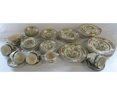Johnson Bros 'Indian Tree' pattern part dinner / tea service (approx 52 pieces) (replacement gravy stand - Dunn Bennett & Co)