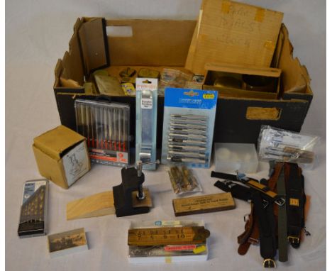 Various watchmakers repair tools including files, drill bits, small vice, tagging pliers etc