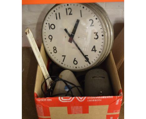 Various tools including a large adjustable spanner, large wall clock,  Zenith portable drying machine etc 