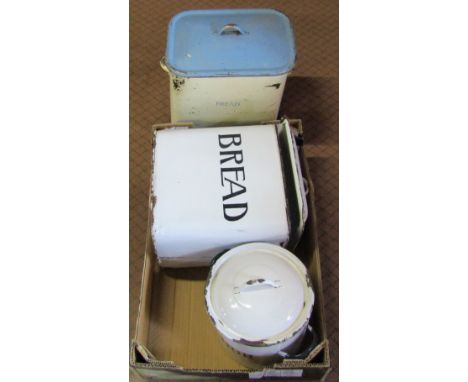 Vintage enamel bread and flour bins