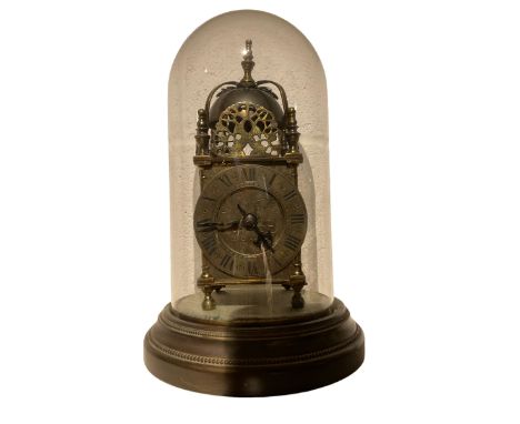 English - 20th century 8-day replica Lantern clock, with a French twin train striking movement and lever platform escapement,