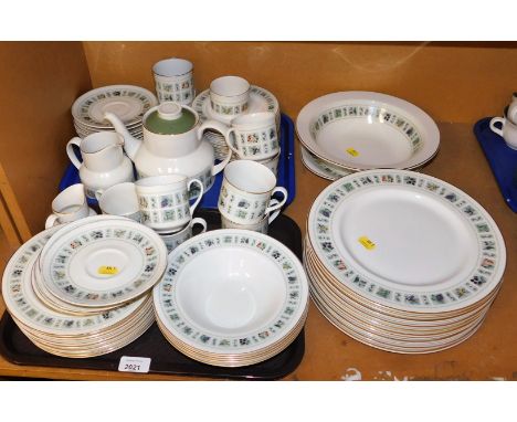 A Royal Doulton part tea and dinner service decorated in the Tapestry pattern, to include teapot, cups and saucers, dinner pl