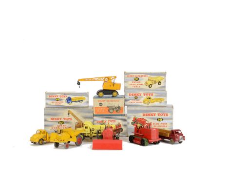 Dinky Toys Construction Vehicles, 408 Big Bedford Lorry, 933 Leyland Cement Wagon, 562 Dumper Truck, 963 Heavy Tractor, 971 C