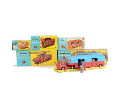 Chipperfield's Circus Corgi Toys, 1130 Circus Horse Transporter With Horses, VG-E, 426 Mobile Booking Office, VG, 1121 Crane 