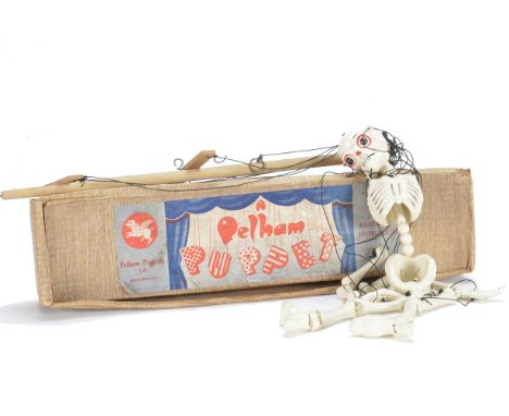 A Pelham Puppet Skeleton, in original box, perfect for Halloween!, VG 