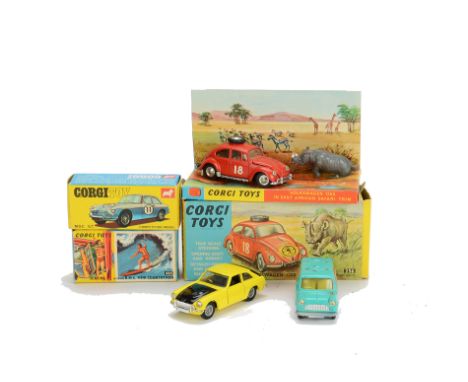 A Corgi Toys 256 Volkswagen 1200 East Africa Safari Trim, VG-E, lacks bonnet label, 345 MGC GT Competition Model, yellow body