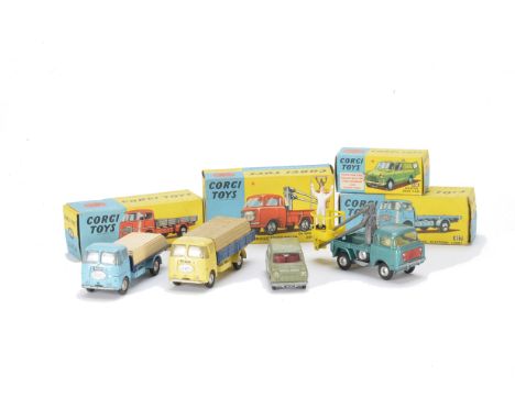 Corgi Toys Commercial Vehicles, 478 Hydraulic Tower Wagon, with figure, 457 ERF Platform Lorry, 456 ERF Dropside Lorry, 450 A
