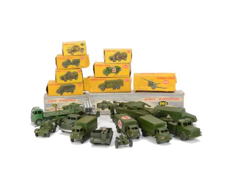 Dinky Military, 660 Tank Transporter, 651 Centurion Tank, 626 Military Ambulance, 692 5.5 Gun, 677 Armoured Command Car, 670 
