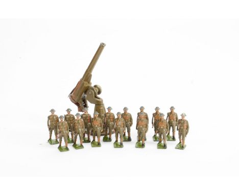 Lead knights by Timpo (6), Benbros Robin Hood figures (4), white metal chess pieces on plinths (6), Herald and Cherilea plast