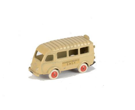 A CIJ No.3/62 Renault Autocar 'Correspondance S.N.C.F', beige body, red plastic hubs, tinplate rear doors and step, VG 