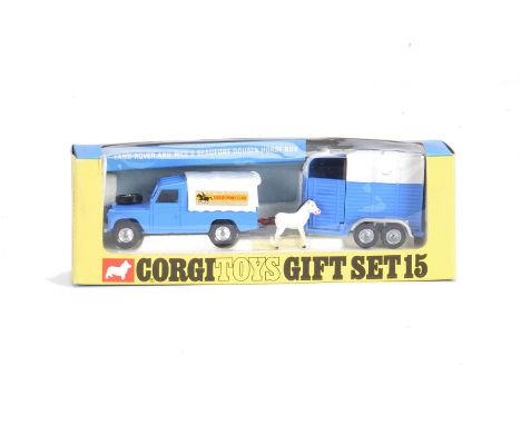 A Corgi Toys Gift Set 15 Pony Club Set, comprising Land Rover, Rice's Beufort Double Horse Box, Mare and Foal figures, in ori