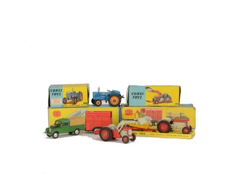 Corgi Toys Farm Vehicles, Gift Set No.7 Tractor & Trailer Set, No.2 Land Rover & Pony Trailer, 55 Fordson Power Major Tractor