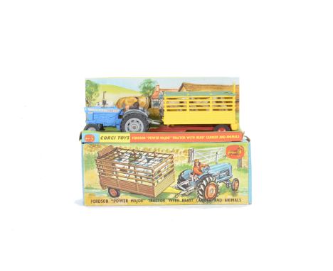 A Corgi Toys Gift Set 1, Fordson Power Major Tractor with Beast Carrier & Animals, in original box with inner stand and two p