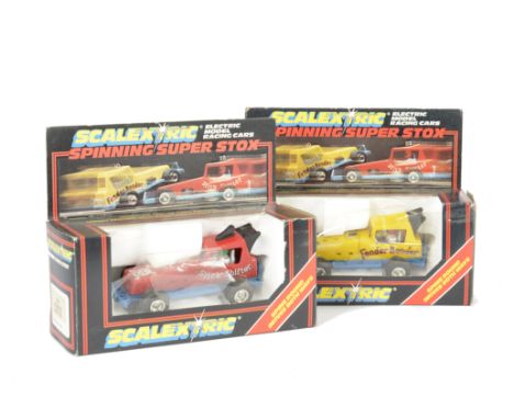 Scalextric Super Stox Cars, C286 yellow Fender Bender and C285 red Stick Shifter, both in original boxes, VG, boxes F-G (2) 