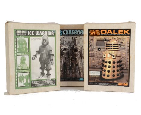 Sevans Models Large Scale Doctor Who Kits, Ice Warrior, Cyberman and Dalek, in original boxes, contents unchecked for complet
