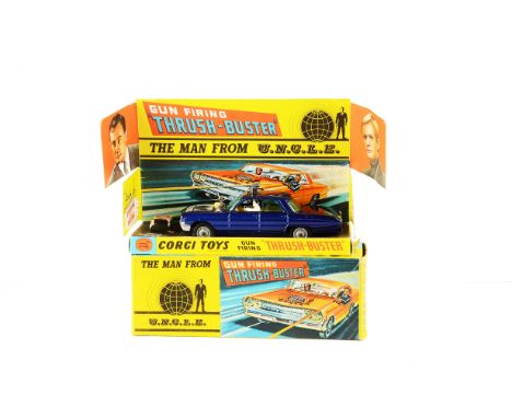 A Corgi Toys 497 The Man From Uncle Thrush-Buster, dark metallic blue body, plastic spotlights, in original box with Waverly 