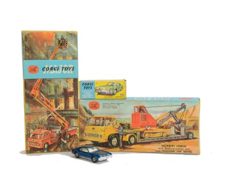 A Corgi Major Toys Gift Set 27 Machinery Carrier & Cub Shovel, VG, 1127 Simon Snorkel Fire Engine, VG, 264 Oldsmobile Toronad