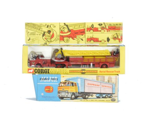A Corgi Major Toys 1137 Ford Tilt Cab With Detachable Trailer, 1143 American LaFrance Aerial Rescue Truck, in original boxes,