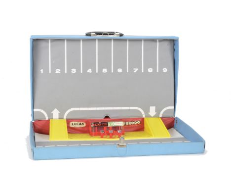 A Corgi Tourist Portable Service Station Carrying Case, with roof parking and underground storage space to hold eighteen cars
