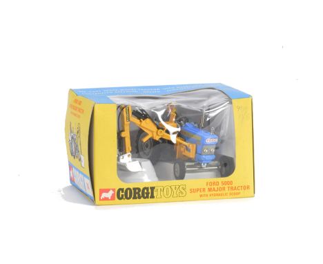 A Corgi Toys 74 Ford 5000 Super Major Tractor, with Hydraulic Scoop, in original window box, E, box G-VG, minor cellophane da