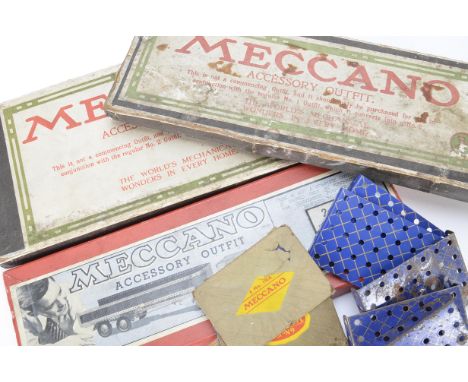 1920's and Later Meccano, Accessory Outfits 1A  and 2A, in original boxes, one with slip dated Nov 1923, VG, contents not che