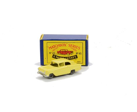 Matchbox Lesney 1-75 Series MB-45a Vauxhall Victor, yellow body, without dashboard casting bar, MW, in type B box, VG, box VG