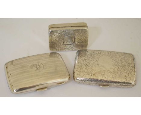 Late Victorian silver snuff box with Masonic decoration and engraved presentational inscription, Birmingham 1898, 5.7cm wide,