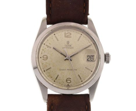 Tudor - Gentleman's vintage Oysterdate stainless steel cased wristwatch, the silvered dial with applied baton and Arabic quar