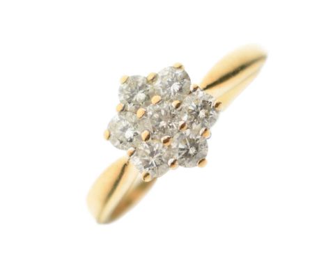 18ct gold diamond cluster ring, size W½, 4.9g gross approx, with HPJ Jewellers diamond identification certificate stating 1ct