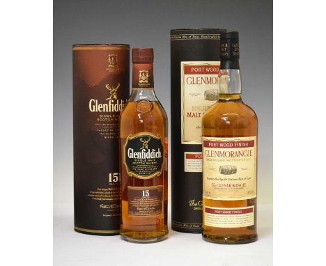Glenfiddich 15 years old 'Solera Vat' Single Malt Scotch Whisky and a Glenmorangie 'Port Wood Finish' Single Highland Malt Sc