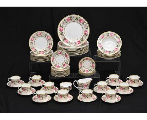 Quantity of Royal Worcester porcelain tea and dinner wares, printed and gilded in the 'Royal Garden' pattern, comprising twel