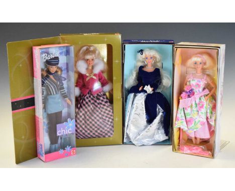 Four boxed Mattel Barbie dolls comprising; 'Chic', 'Spring Petals', 'Winter Velvet' and Winter Rhapsody' (4)